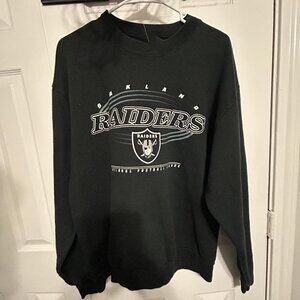 Black & White Oakland Raiders Style Crewneck Sweatshirt